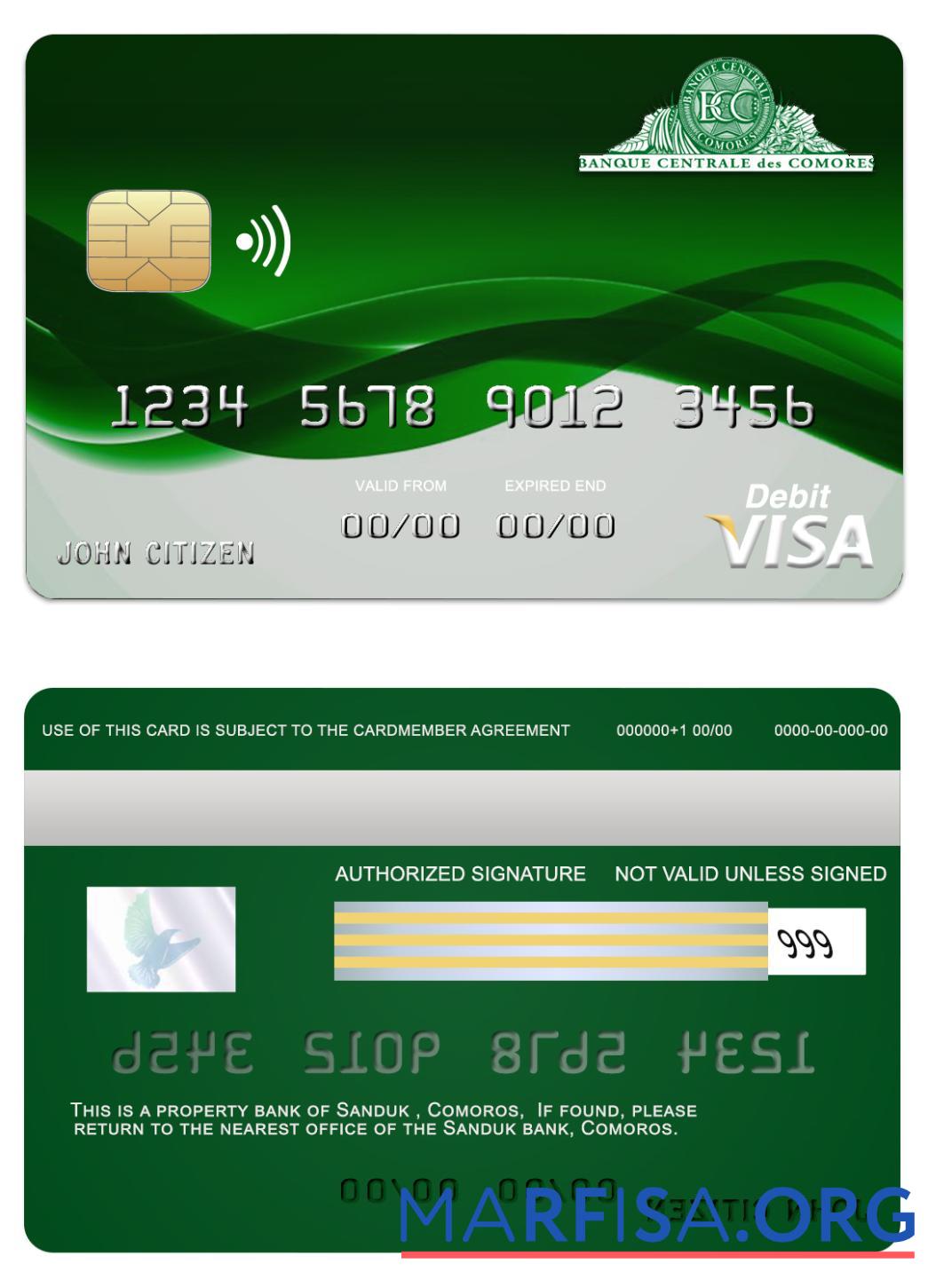 Realistic Comoros Sanduk bank visa card download for verification
